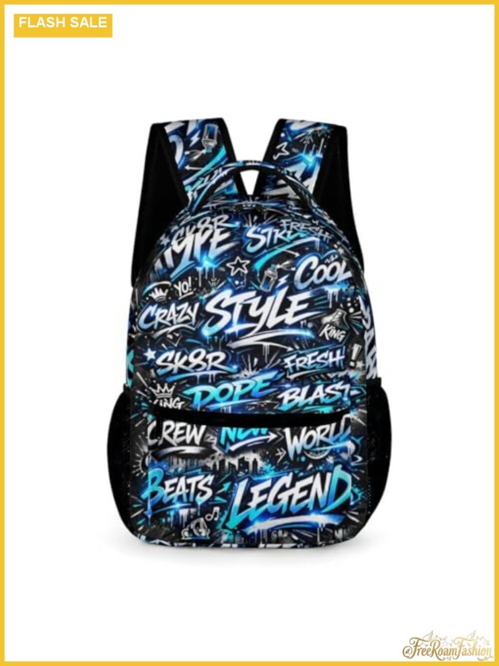 Large Capacity Graffiti Street Style Backpack Oxford Cloth Adjustable Straps